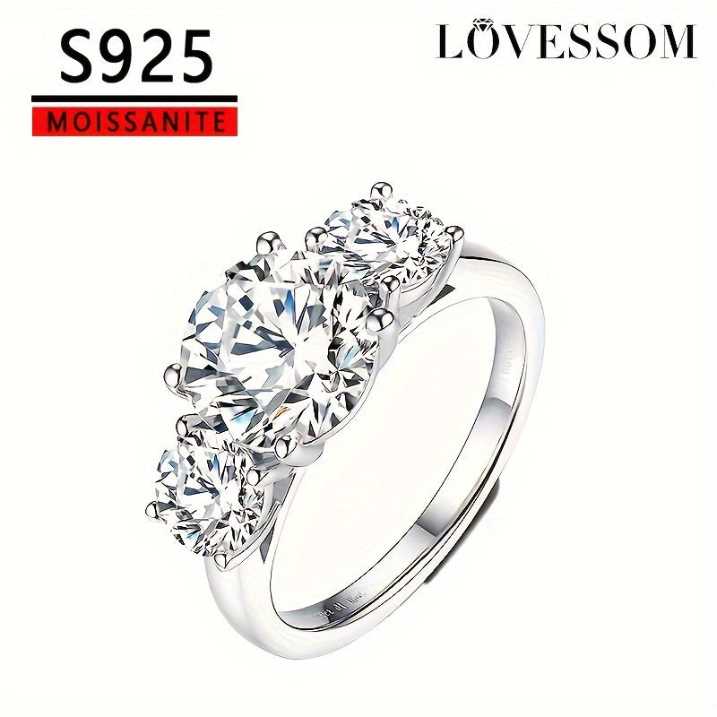 High quality Christmas gift for your lady - 925 Sterling Silver Promise Ring with 2/4ct Moissanite, perfect for engagement or wedding. Includes gift box.