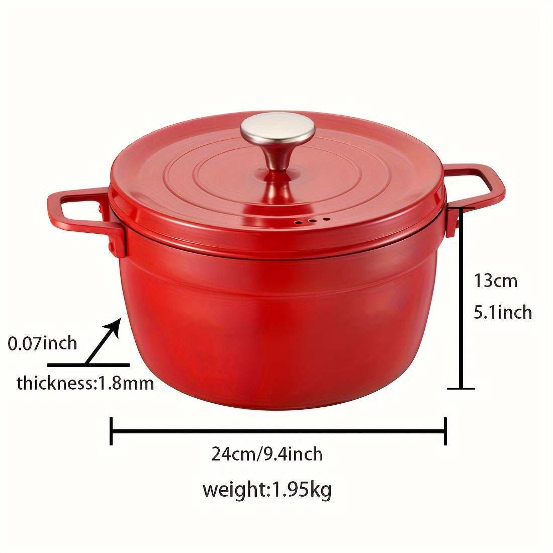 Heavy-duty Dutch oven stockpot made of cast iron with a lid. Non-stick stew pot that is scratch-resistant and heat-resistant, suitable for use with induction cooktops.