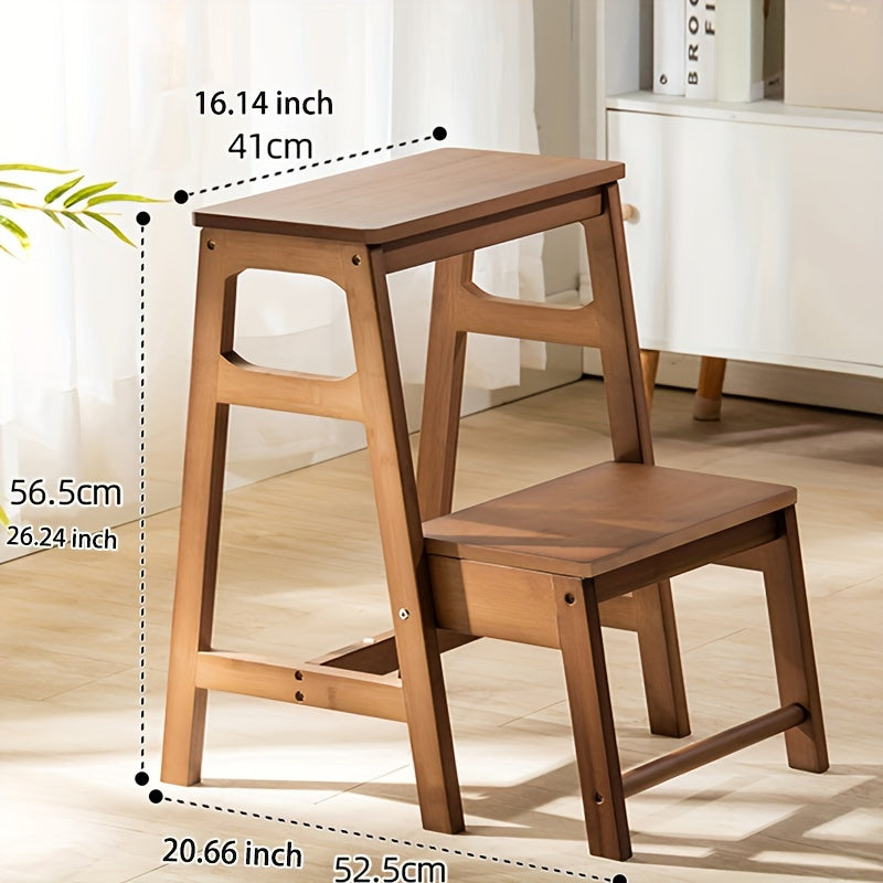 Folding Step Stool made from Bamboo - Convenient, Versatile Ladder Design for Home, Simple to Clean