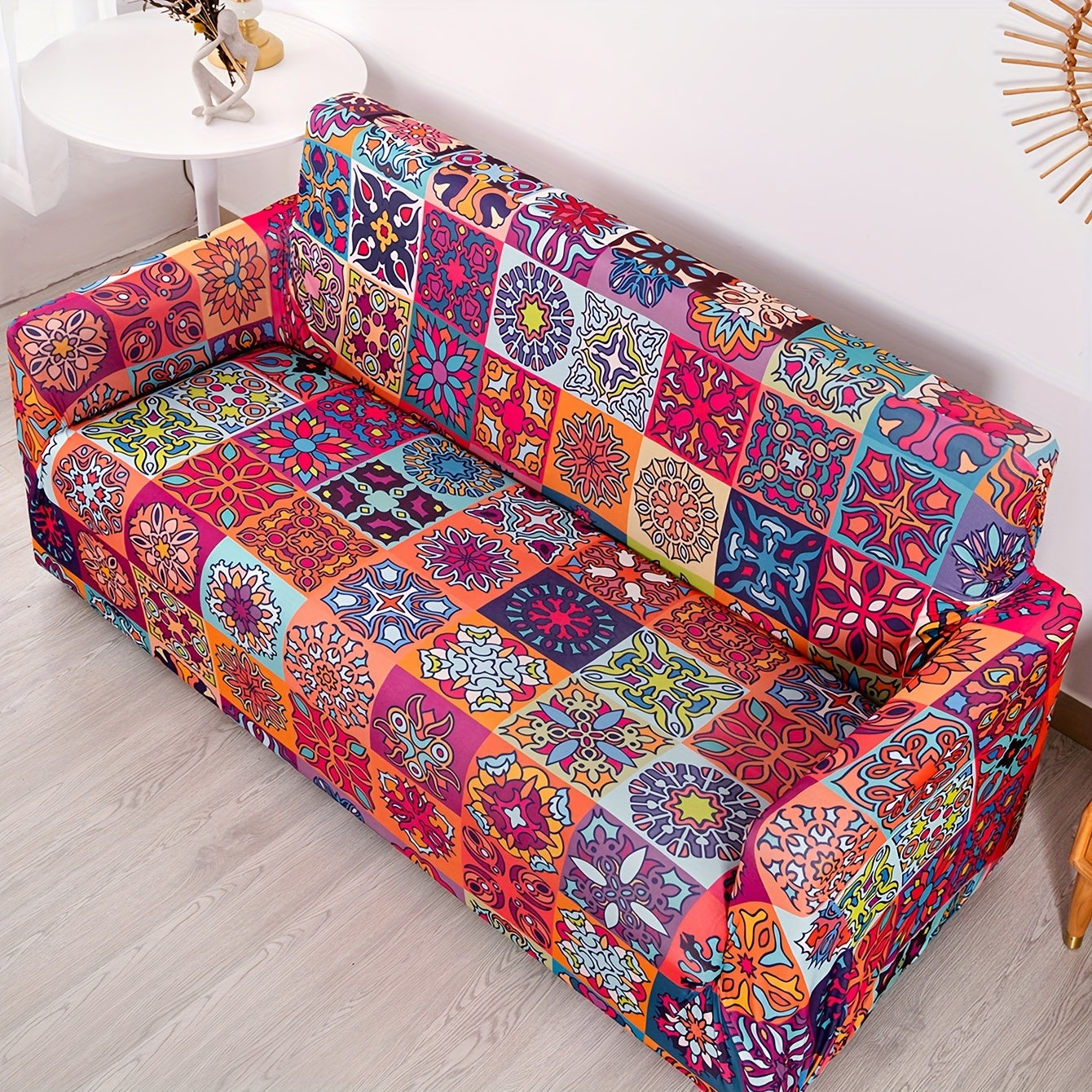 Bohemian-inspired milk printed sofa slipcover for home decor, protects furniture in bedroom, office, or living room. Non-slip design.