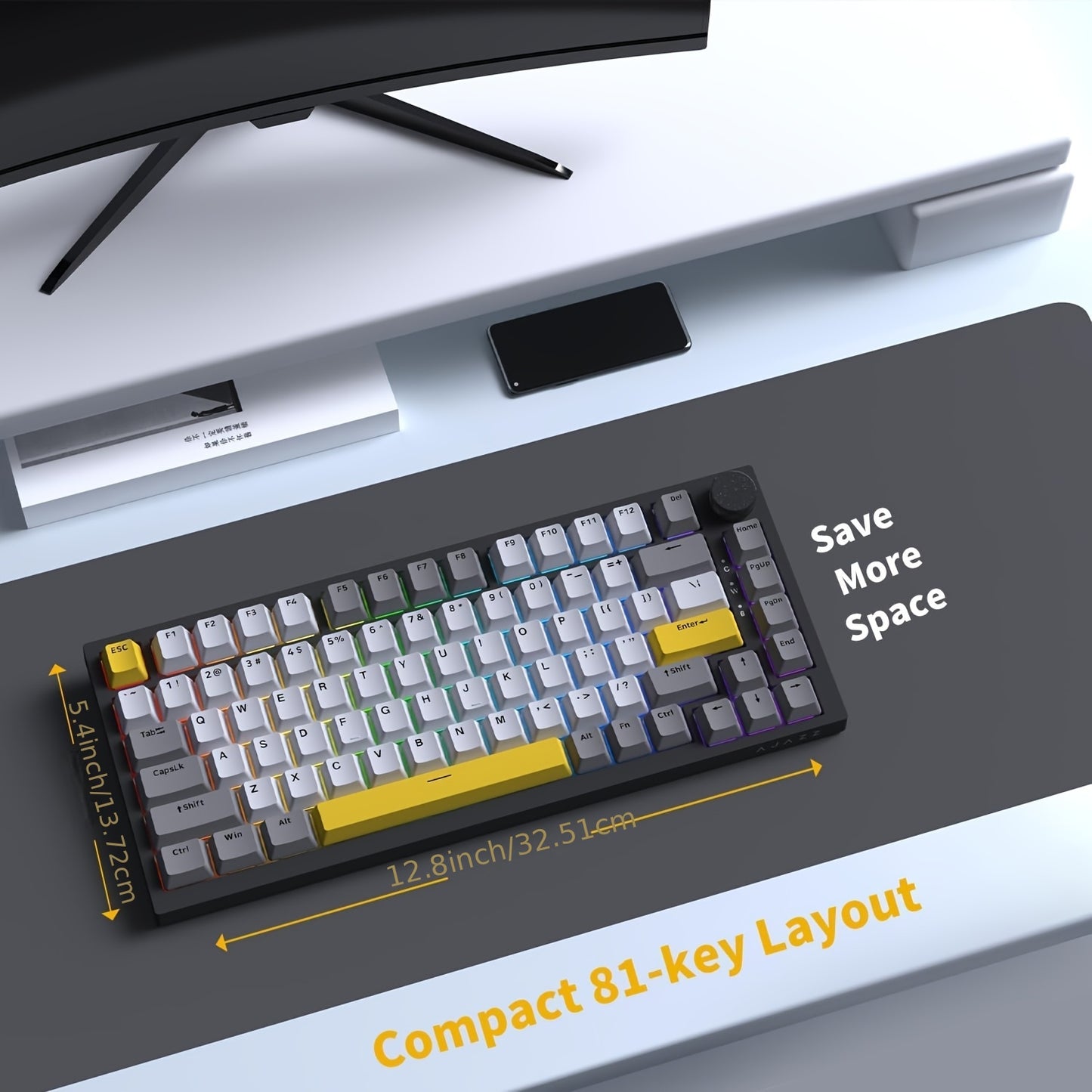 AK820 MAX is an upgraded mechanical keyboard with a magnetic switch, Type-C wired connection, and cool RGB lighting effects, suitable for gaming, esports, and office use.