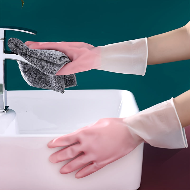 Three pairs of high-quality household cleaning gloves for premium protection. These waterproof kitchen gloves are perfect for dishwashing and other housework tasks. Their non-slip design makes them ideal for a variety of cleaning tasks, including laundry