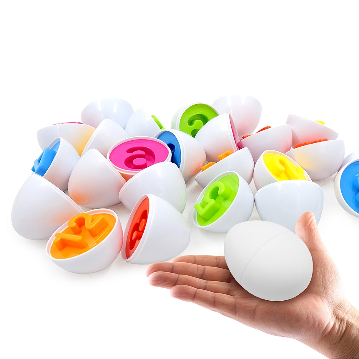 Interactive Egg Matching Game for Kids - Set of 6 with Numbers & Shapes, Enhances Fine Motor Skills & Sensory Development, Educational Toy for Boys & Girls, Great Birthday or Holiday Present, Enhances Matching Skills and Classification Abilities for