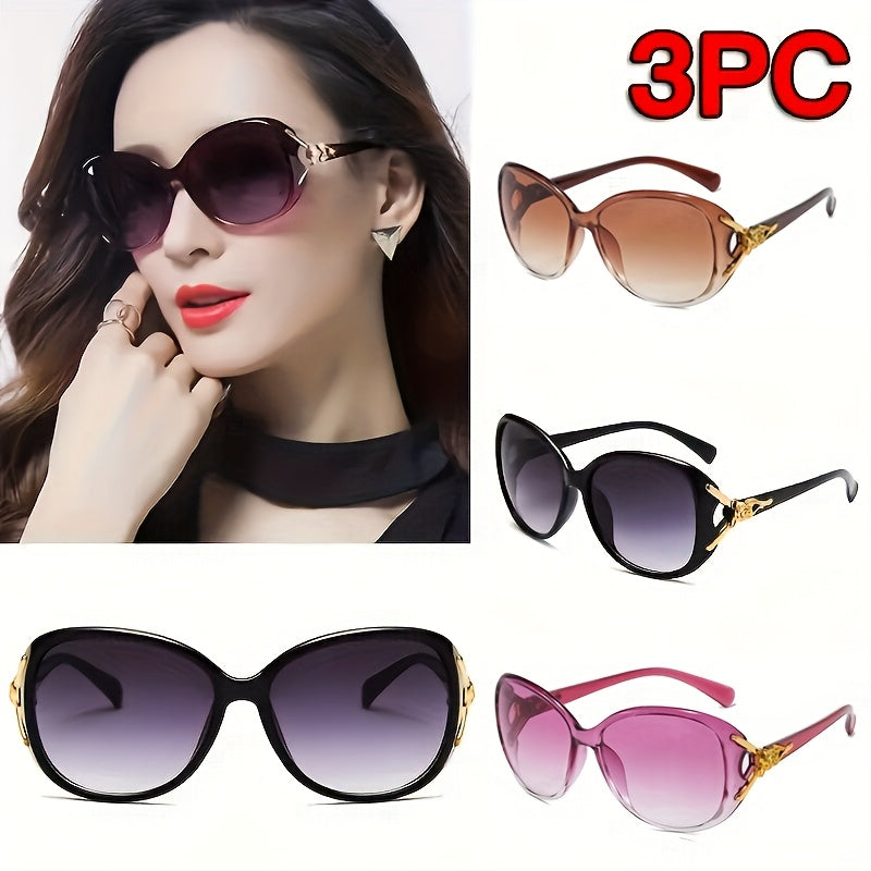 3 pairs of luxury golden fox oval fashion glasses for women in retro style