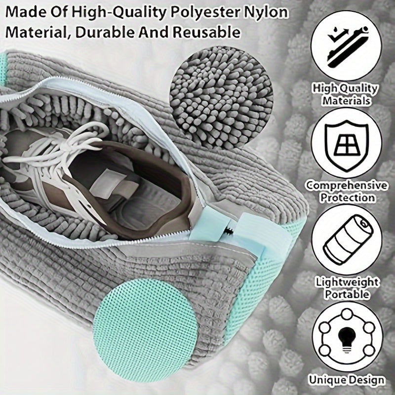 Reusable Knit Fabric Laundry Bag with Zipper Closure for Footwear, Made of Durable Polyester Nylon Material, Suitable for Various Shoe Sizes and Small Toys, Machine Washable Laundry Bag