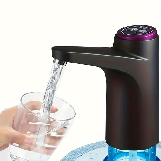 Electric water bottle pump for 5.68-18.93 L jugs, rechargeable via USB, suitable for home, office, and dorm use.