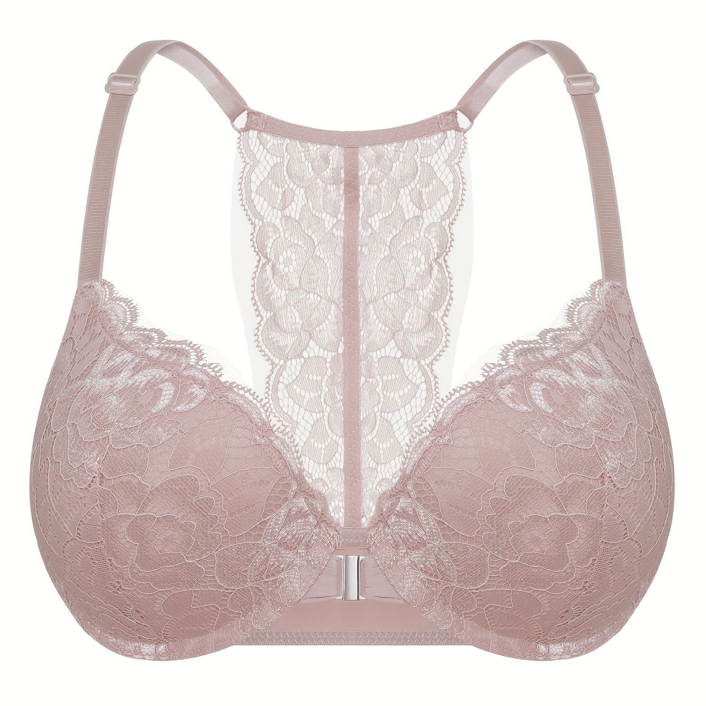 Floral lace underwire bra with seamless design, comfy push up fit, for women's lingerie.