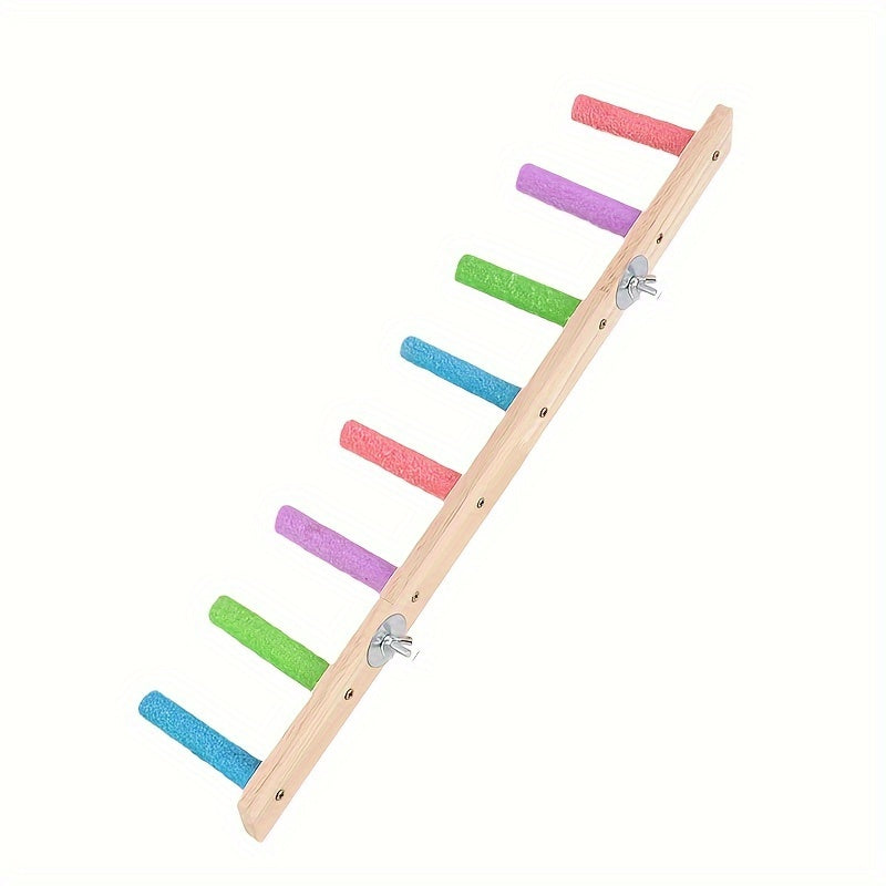 Parrot claw grinding perch ladder made from natural cork wood for cage climbing toy.