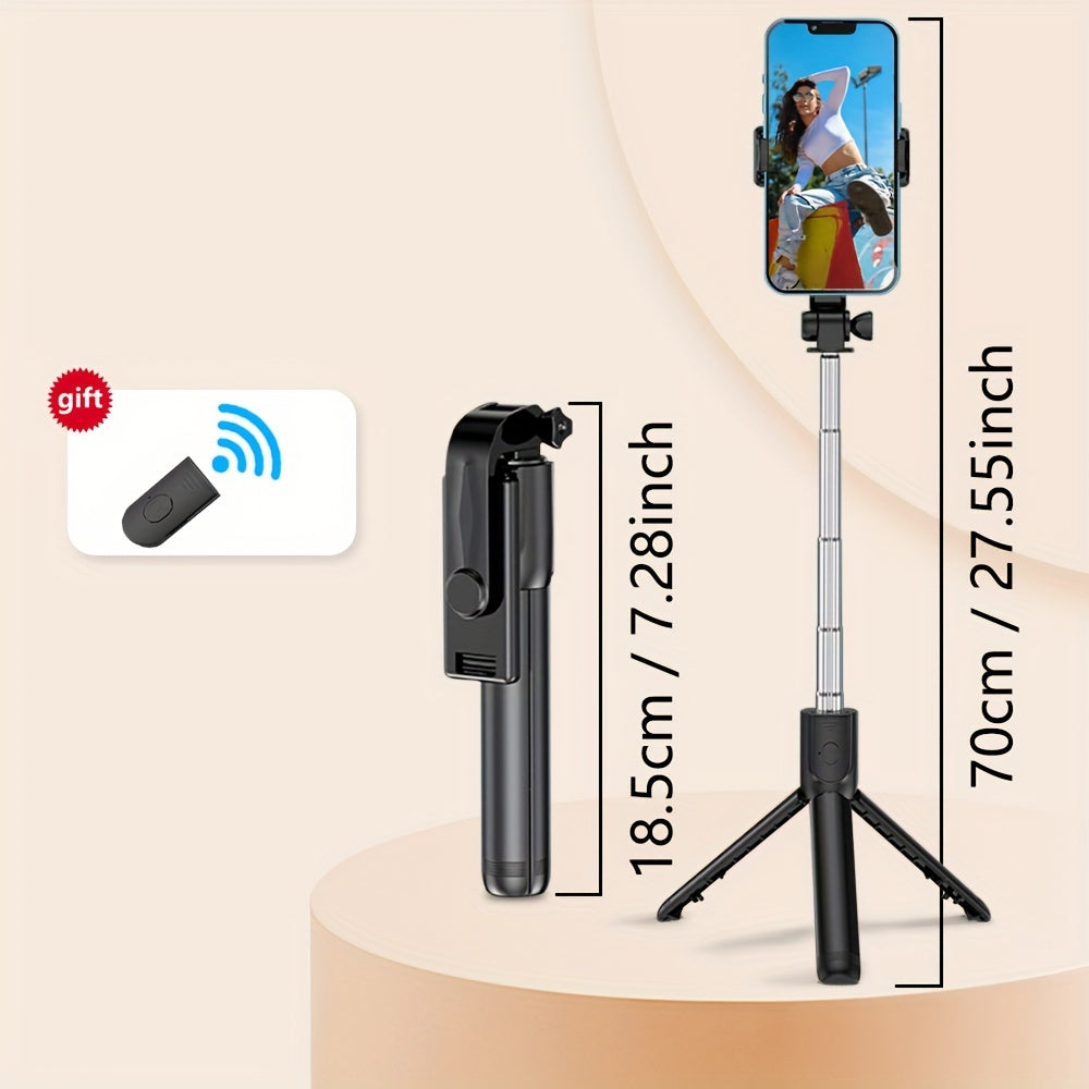 3-in-1 selfie stick tripod with wireless remote control for live streaming, videos, and photos. Perfect for travel.