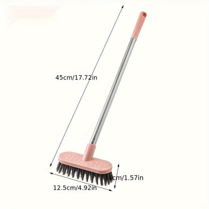 '- Description: This bathroom floor brush features a durable long handle and hard bristles, making it ideal for cleaning toilets and floors. The no dead angle design ensures thorough cleaning of both toilet and ceramic tiles. Perfect for manual tile