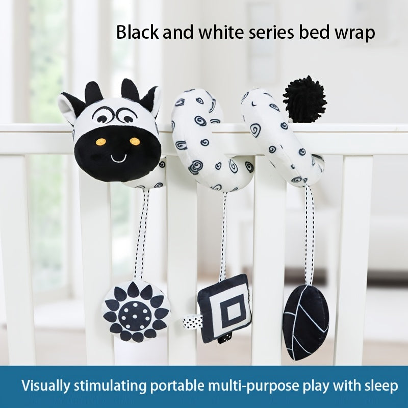 Introducing the CEKCEK Baby Stroller and Crib Mobile in Black and White Patchwork design, a visually stimulating toy that is safe, reliable, and features hanging rattles for encouraging curiosity and exploration in newborns. This makes an ideal gift for