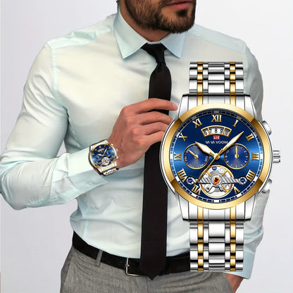 Men's Fashion Sports Watch with Calendar Window Quartz Movement, Perfect for Casual and Business Attire, Great Option for Holiday Gifting.