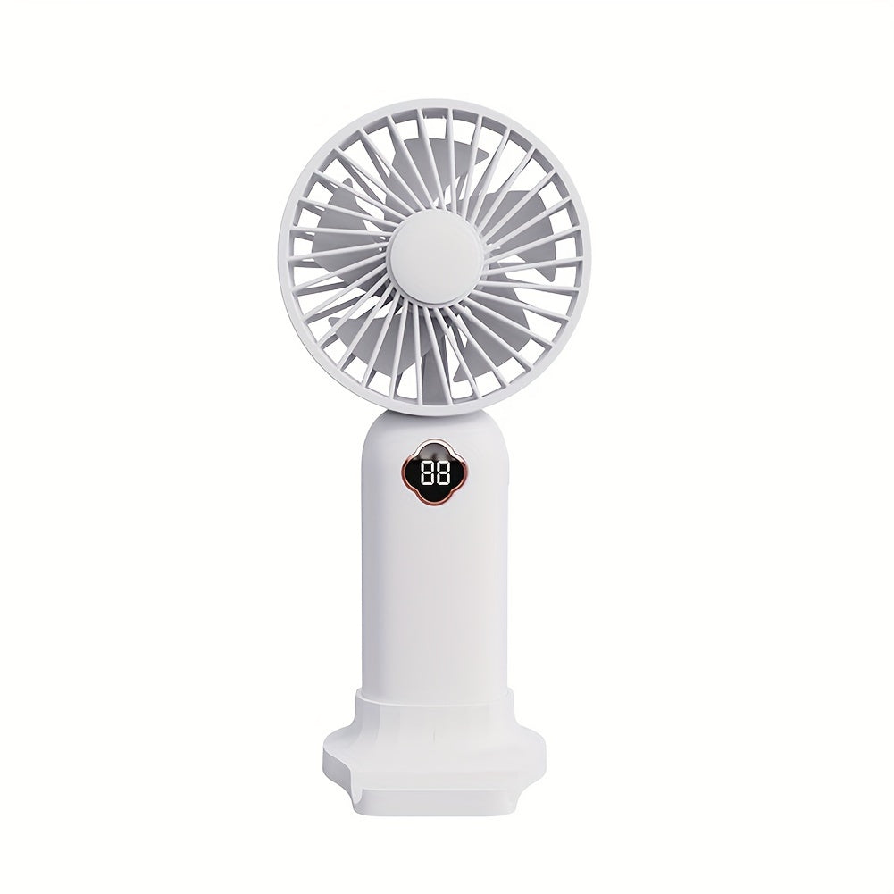 Essential for the summer season, this handheld mini fan with a 1200mAH battery pack is perfect for staying cool during outdoor activities. Measuring 19.71*8.99cm, this silent small fan is a must-have for back-to-school supplies, RV trips, camping