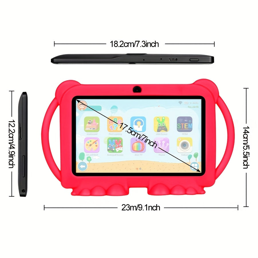 17.78 cm Kids Tablet with 32GB ROM, 2GB RAM, Android 11.0, 2.4G WiFi, GMS, Eye Protection Screen, Parental Control, Education APP, Dual Camera, Shockproof Case, Games, Ramadan gifts