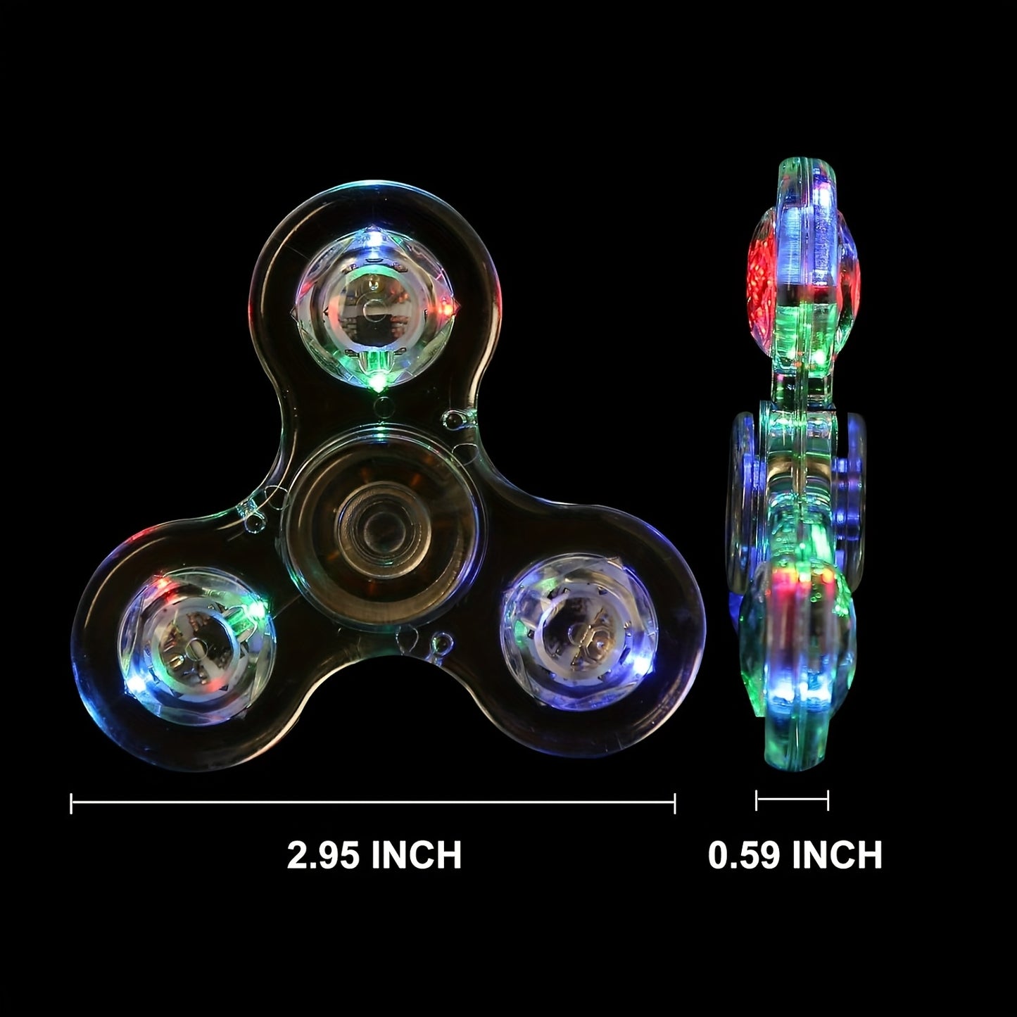 LED light-up transparent fidget spinner for stress relief and fun for all ages.