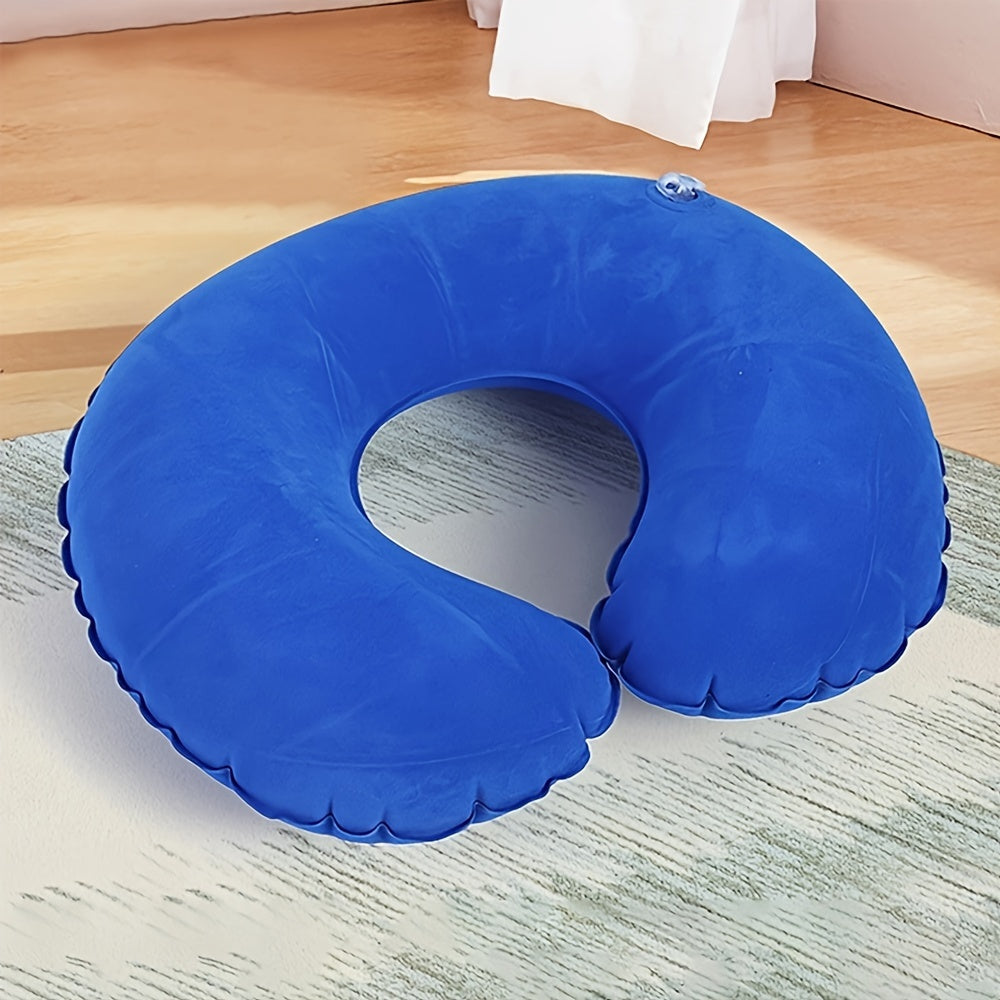 Two-Pack of PVC Inflatable C-Shaped Pillows - Perfect for Office Chairs, Traveling, and Home Use. Portable Neck Support Made from Lightweight, Durable, Non-Woven Material. Features Anti-Stain Properties for Easy Cleaning. Great for Providing Comfort and