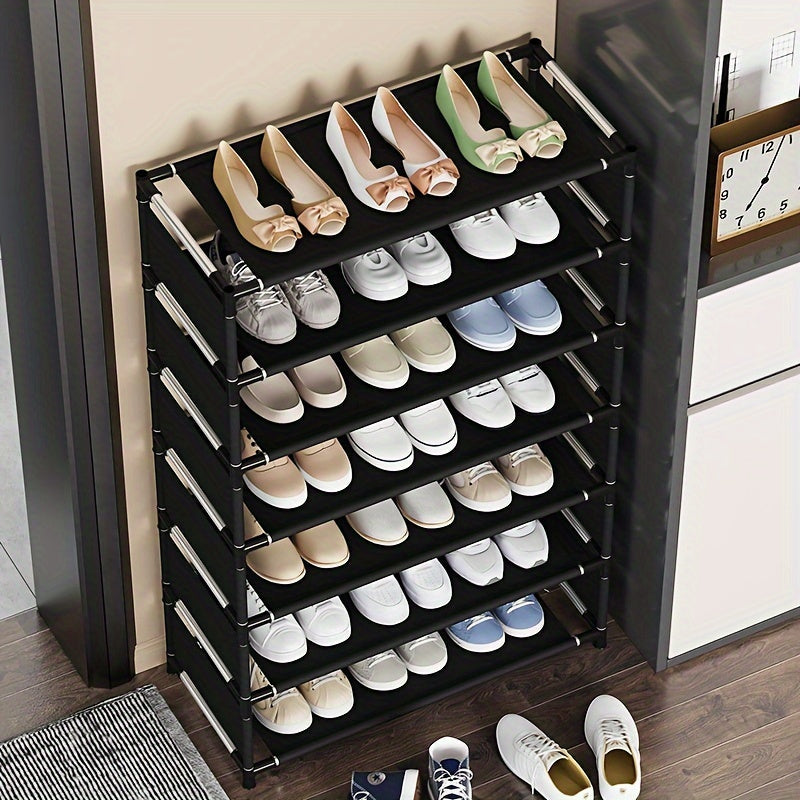 Space-Saving Shoe Rack with 7 Tiers - Simple Assembly, Stackable & Expandable Design Featuring Sturdy Metal Frame, Perfect for Entryways, Dorms, and Rental Homes, Organize Your Shoe Collection