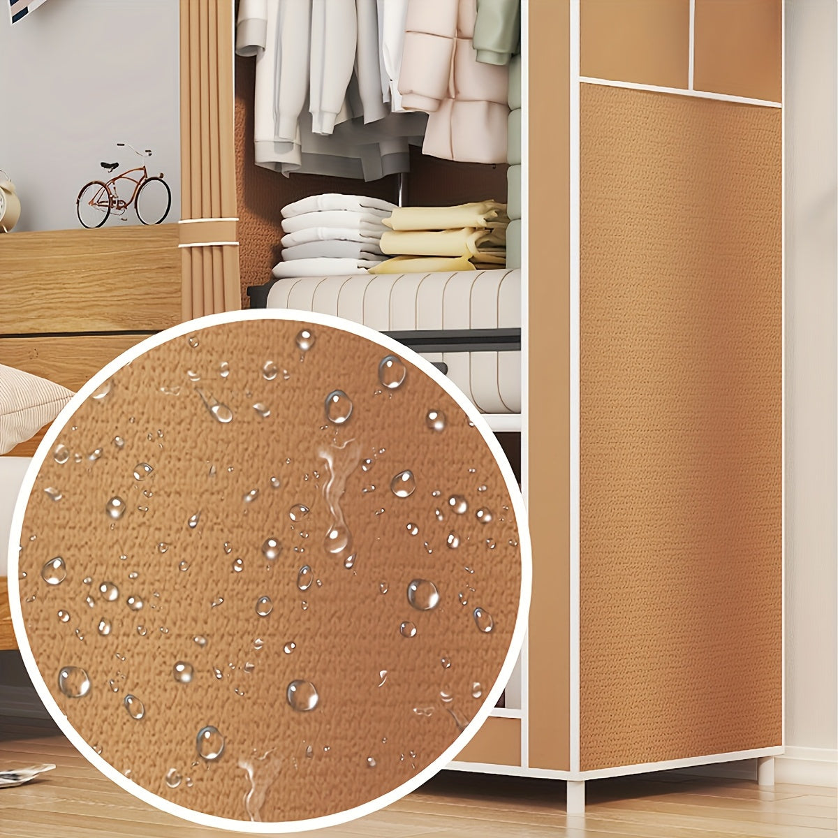 Compact metal wardrobe with over 3.2 cu. ft. capacity for easy assembly and space-saving storage in bedroom, home, or dorm.