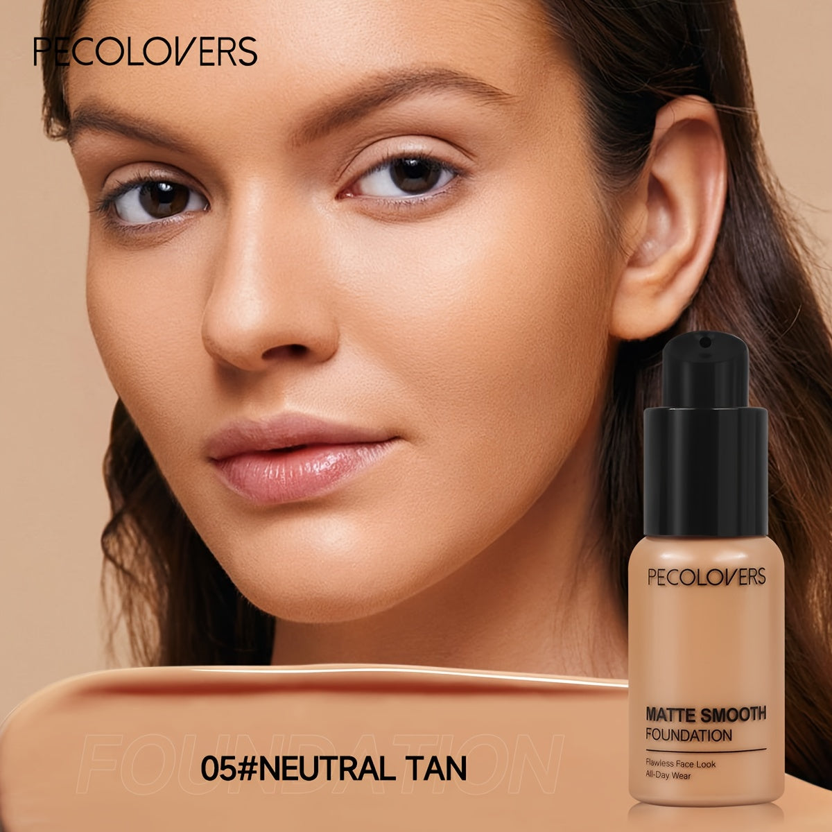 1pc PECLOVER Matte Smooth Foundation - Liquid BB Cream for All Skin Tones, Waterproof, Long-Lasting Oil Control, Hydrating Concealer, Multi-Use for Uneven Skin Tone Correction, Natural