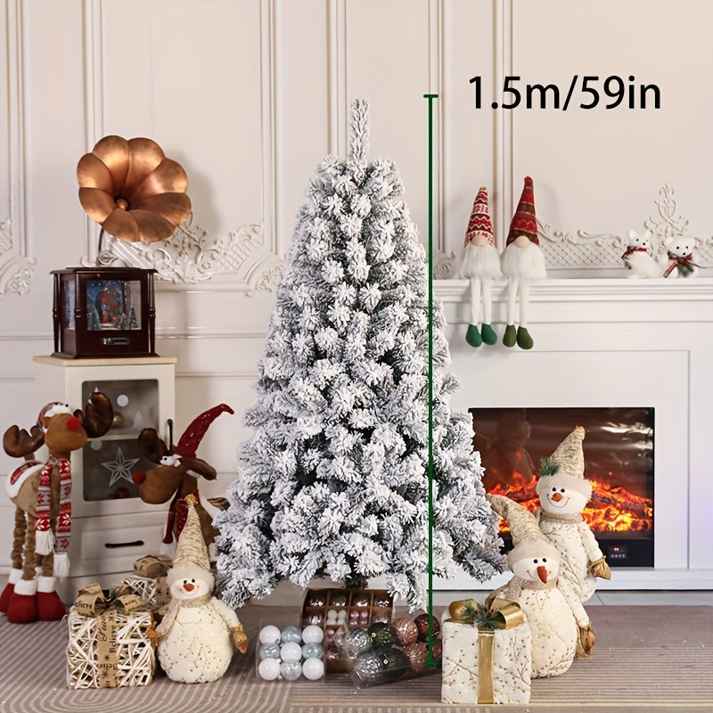 Luxury Crypt Christmas Tree Made of Flocked Artificial Cedar, Reusable with Simple Assembly & Disassembly, Convenient Detachable Storage, Perfect for Festive Home, Office, and Party Decor - White