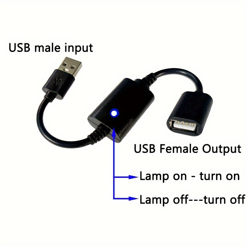 Wireless remote switch for LED lights, lamps, and fans. RF communication, USB-powered, tabletop mount. Compatible with computers.