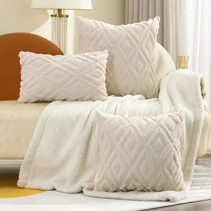 Plush quilted embroidered throw pillow covers for various room and car decor.