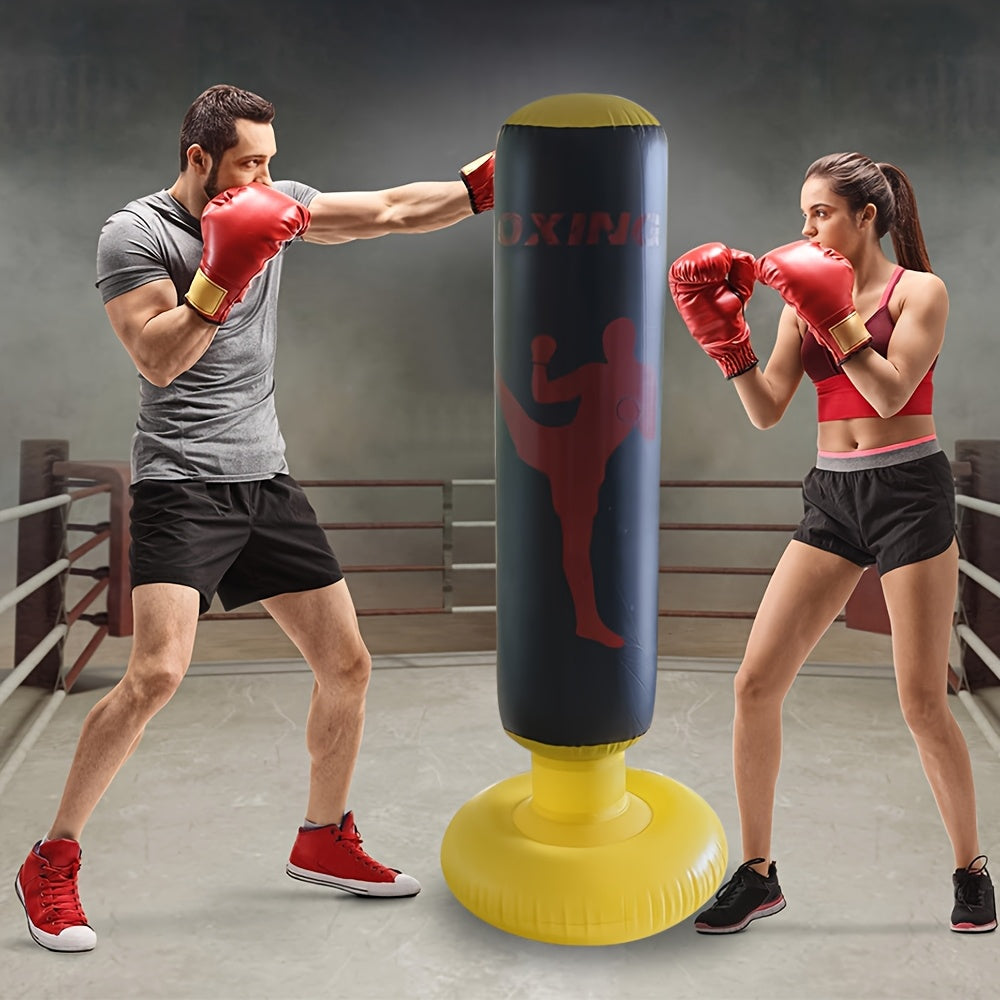 Compact and lightweight vertical punching bag for home gym and training parties, with quick rebound and relaxation benefits. Foldable PVC boxing column in mixed color, perfect for fitness