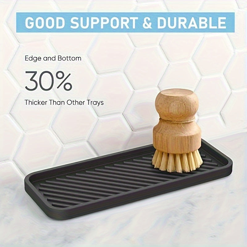 A multipurpose silicone storage tray for bathrooms and kitchens.