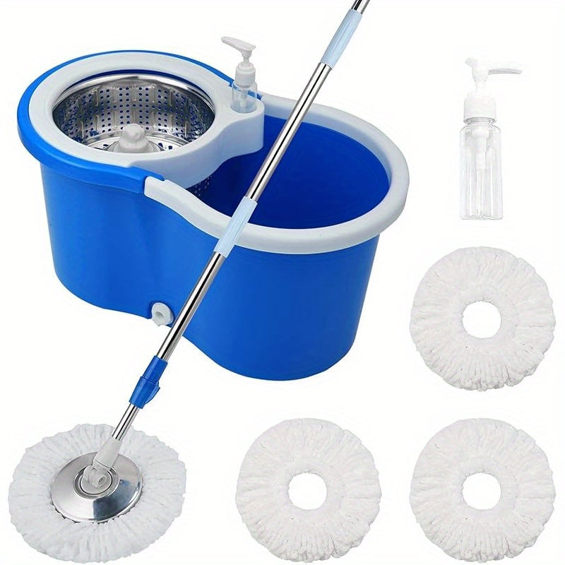 Get the perfect cleaning solution with our 360° Rotating Mop and Bucket Set. This set includes a Squeeze Dryer, 3 Microfiber Heads, and an Adjustable Stainless Steel Handle. It's ideal for cleaning any room in your home - bedroom, bathroom, kitchen, or