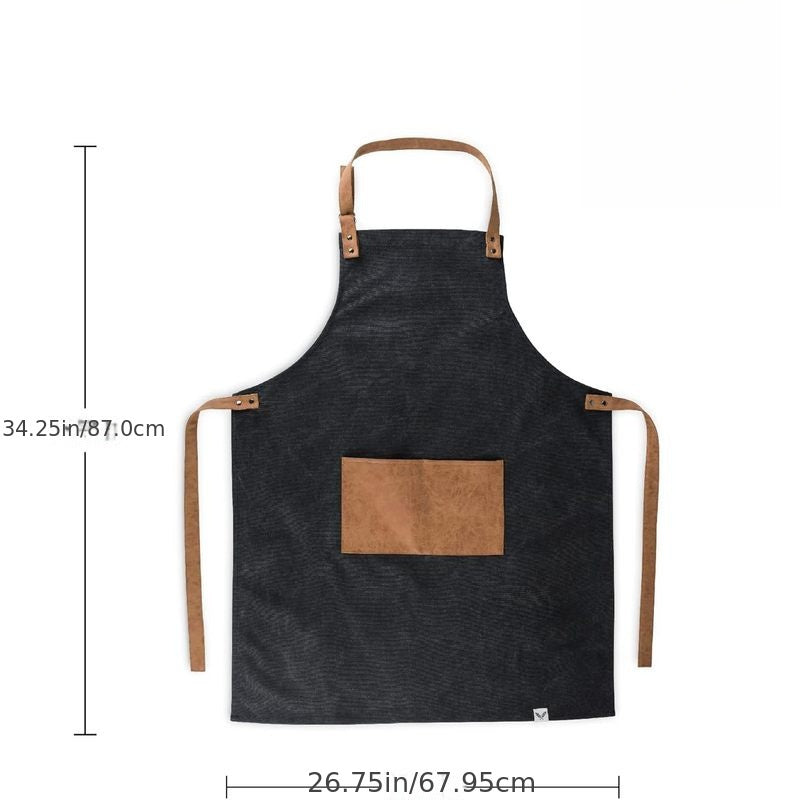 Canvas Grilling Apron for Men, Adjustable Strap and Pocket, Perfect BBQ and Grill Accessory