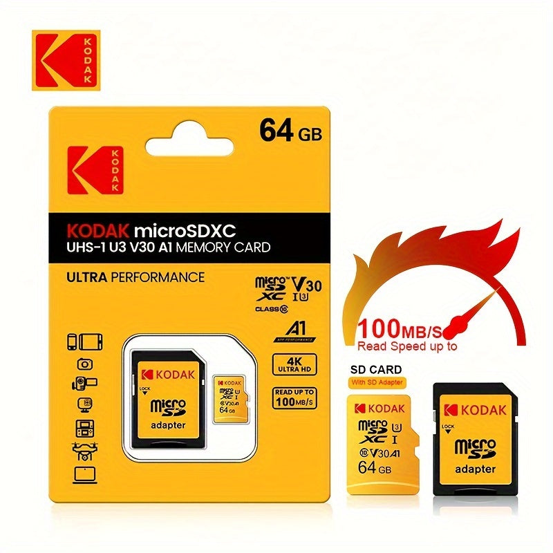 Kodak High Speed Memory Card for Driving Recorder, Surveillance Camera, and Mobile Devices, available in various sizes.