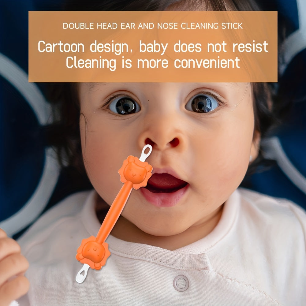 Safe and Gentle 2-in-1 Nose and Ear Cleaner for Young Children - Helps Remove Boogers and Snot, Suitable for Ages 0-6, Made with Durable PP Material in Orange Color