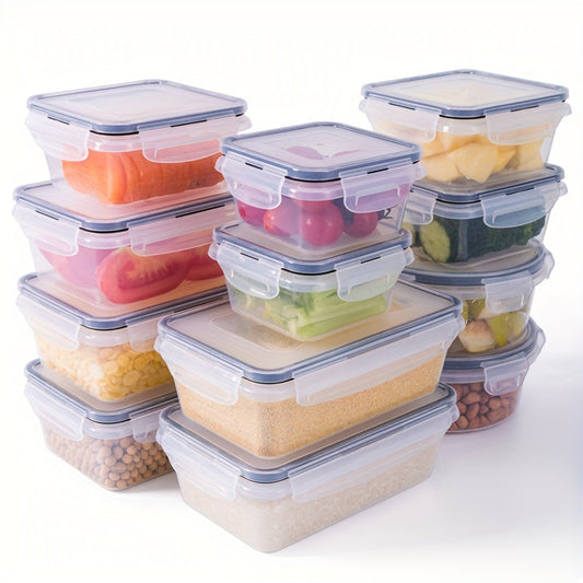 Airtight Plastic Lunch Boxes with Rectangular Design, Heat-Resistant, Sealed Food Storage Containers, Versatile and Reusable, Includes Snap-On Lids, Ideal for Kitchen, Refrigerator, Microwave, and Travel, Available in 4 Different Sizes.