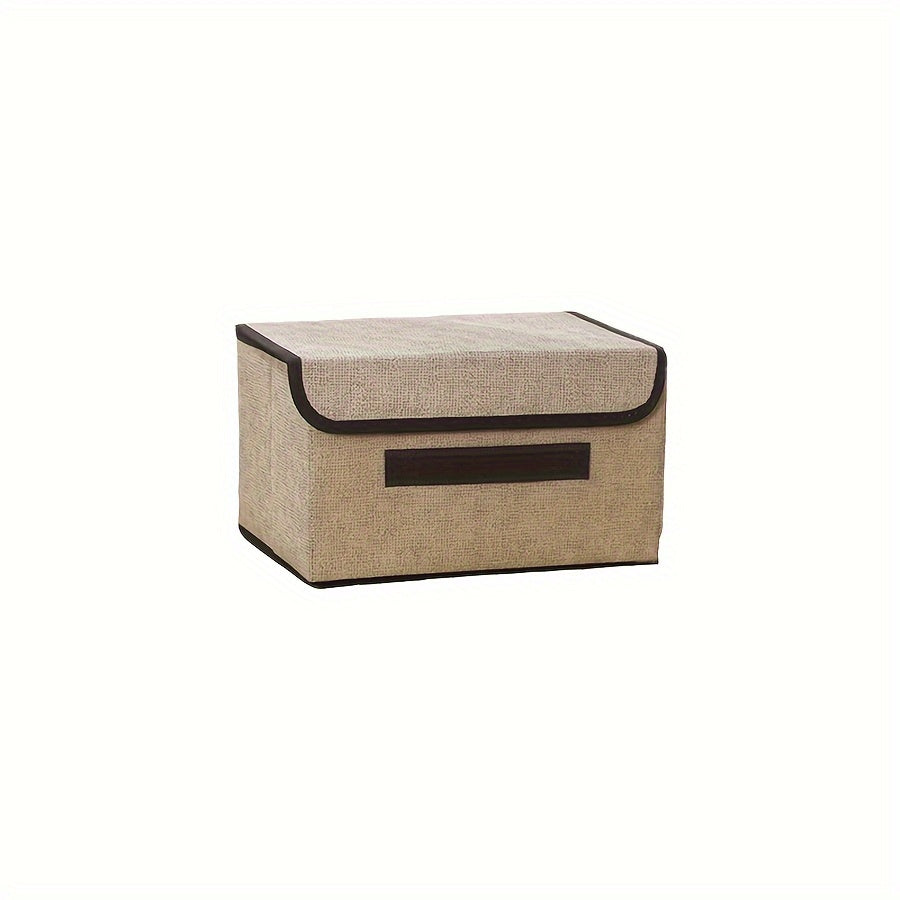 Foldable desktop storage box made from textile non-woven material, ideal for sorting clothes and household items. This two-piece storage box is perfect for keeping your items dust-proof and organized.