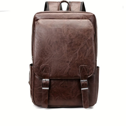 New men's backpack with genuine texture, large capacity, Korean style, suitable for business trips, computer bag, travel, and student use. This vintage-style backpack is trendy, versatile