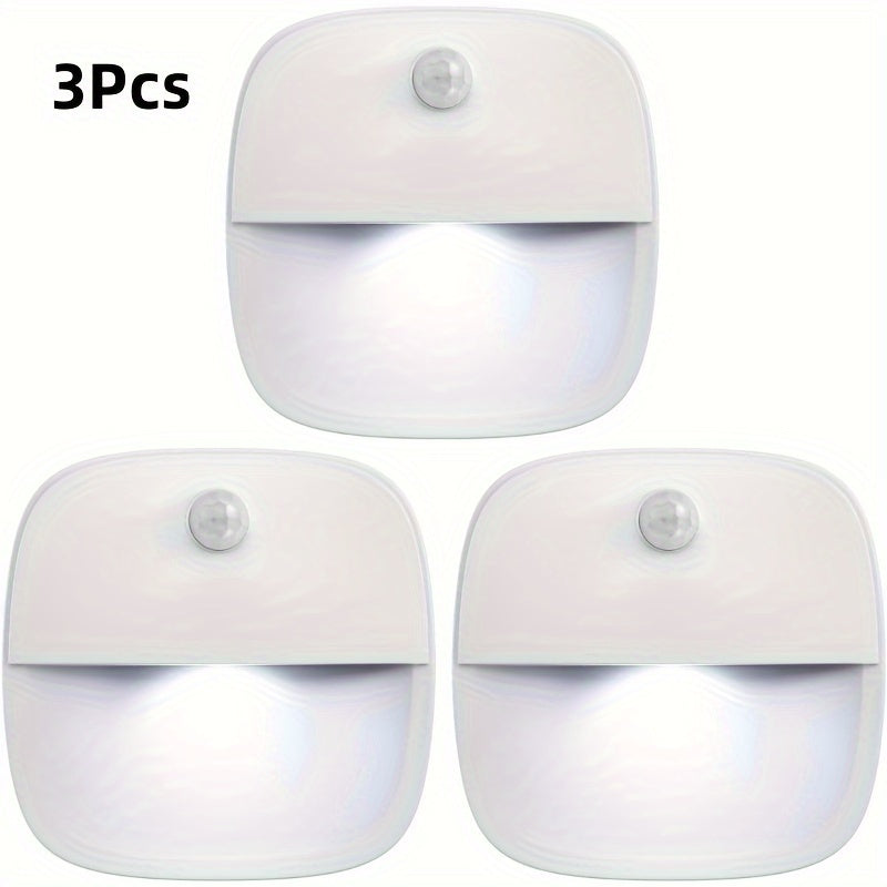 1pc or 3pcs Motion Sensor Light, cordless LED night light for various locations (warm white).