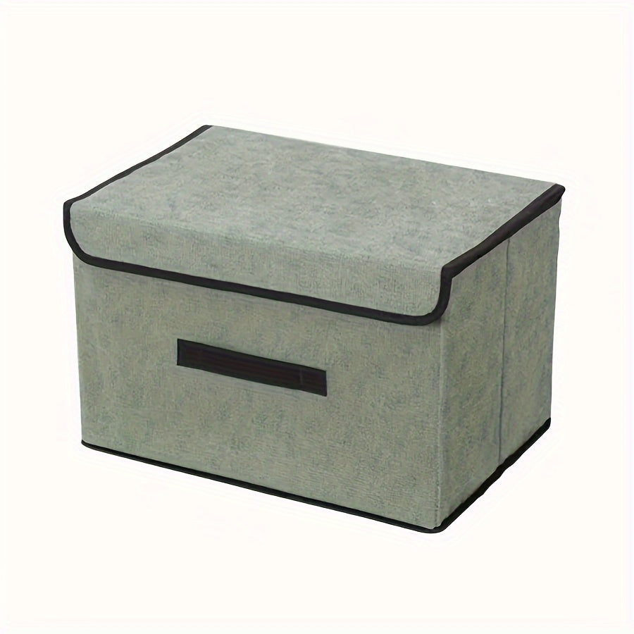 Foldable desktop storage box made from textile non-woven material, ideal for sorting clothes and household items. This two-piece storage box is perfect for keeping your items dust-proof and organized.