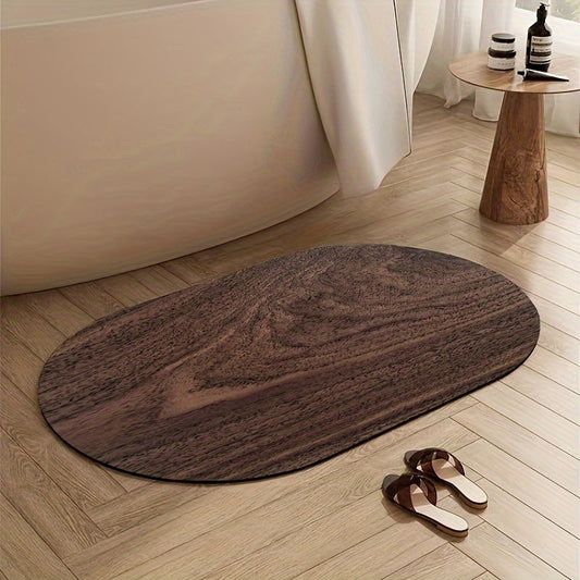 Vintage Wood Grain Print Oval Doormat - Perfect Rug for Indoors and Outdoors, Resistant to Dirt and Absorbent for Bathrooms, Machine Washable, Suitable for Various Rooms in Your Home, Enhances Home Decor