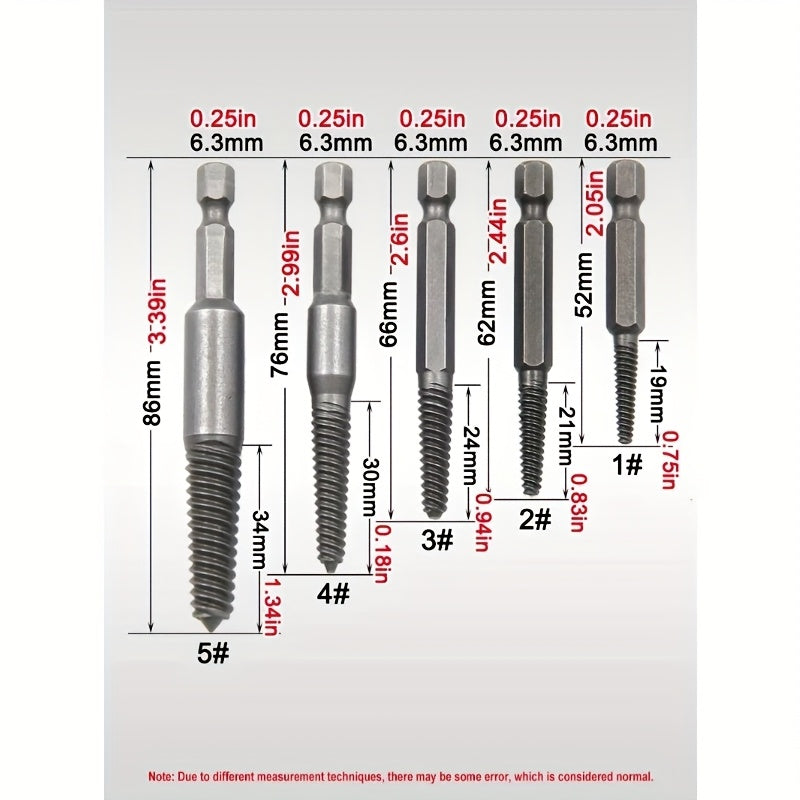 Набор экстракторов винтов и болтов из высокопрочной стали на 10 предметов для удаления поврежденных или ржавых винтов без использования электричества.