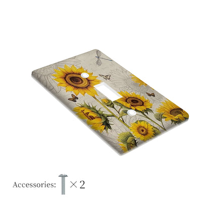 Sunflower decorative wall plate switch cover, country style, easy to clean, for bathroom and bedroom wall decor.