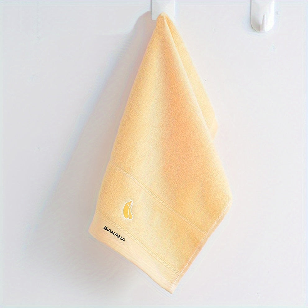 Five soft cotton fingertip towels with fruit patterns ideal for everyday use in the bathroom.