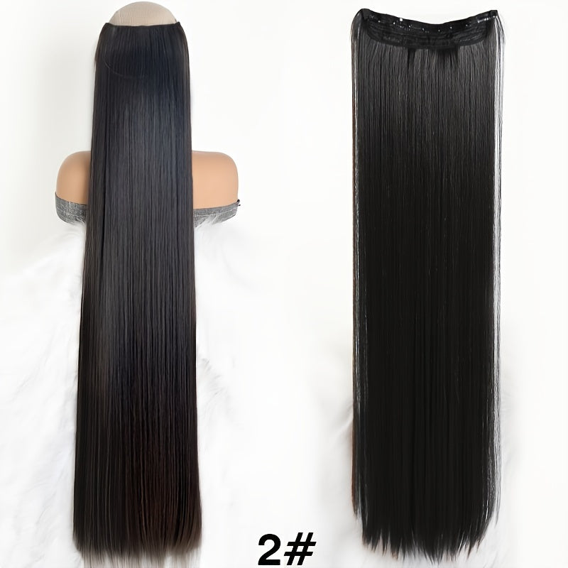 Women's 101.6cm Silky Straight Synthetic Clip-In Hair Extensions for Instant Volume & Length, Easy for All Users.