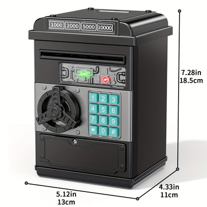 Youngsters ATM-Style Penny Bank with Scroll Paper Feature, Durable ABS Material, Black - Perfect Gift for Boys & Girls Ages 3+