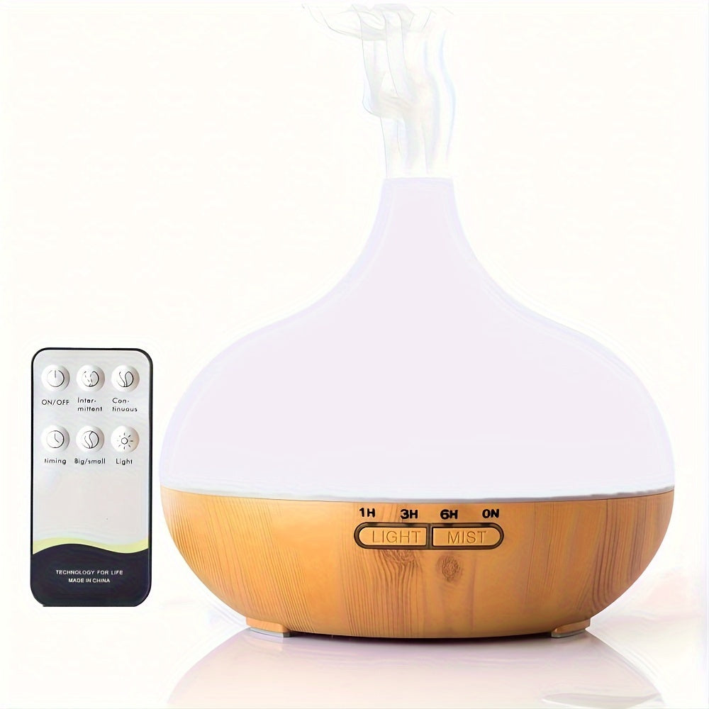 550ml Ultrasonic Essential Oil Diffuser with Remote, USB Powered, Auto-Off Timer, Nightlight, Power Failure Protection, Atomization Mode; for Large Room Home Use.