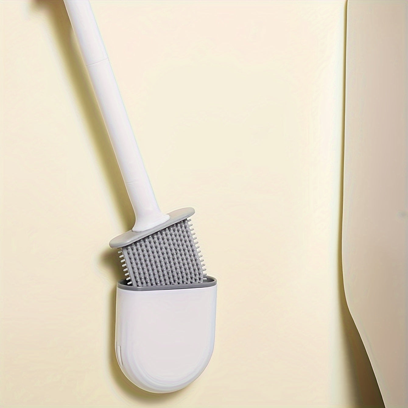 No-Corner Silicone Toilet Brush Set - Wall-Mounted with Long Handle for Easy Cleaning