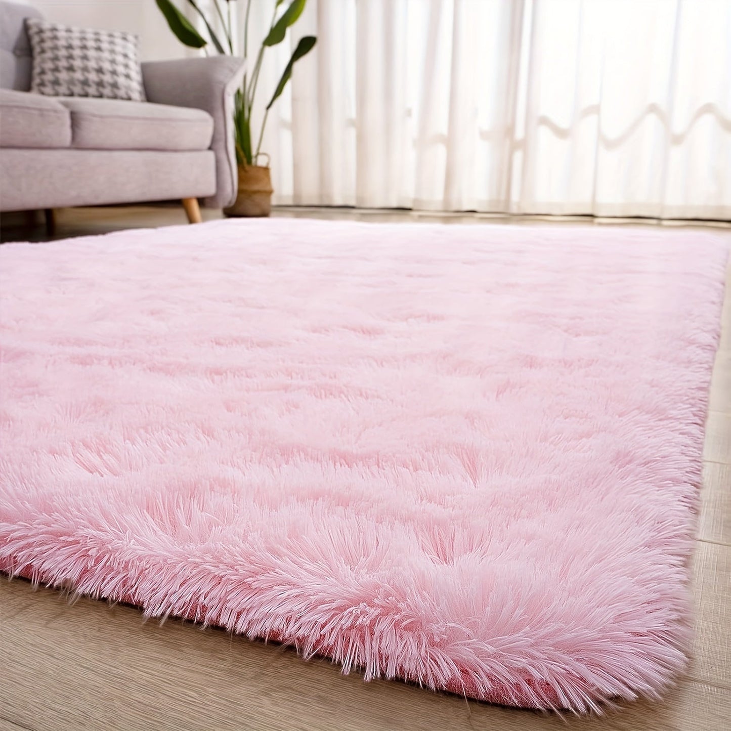 1 piece of Pink Plush Fabric Carpet, Luxuriously Soft and Warm, Upgraded Thickness for Non-Slip and Durability, Perfect for Bedroom, Living Room, or Leisure Area Decoration.