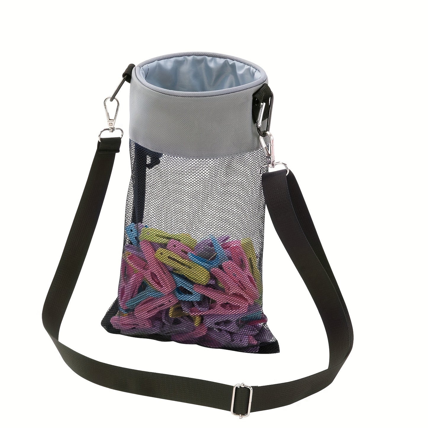 1pc Hanging Mesh Clothespin Storage Bag, Outdoor Organizer with Drawstring, Ideal for Laundry and Home Organization.