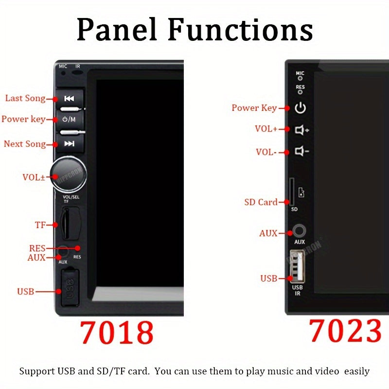 Car stereo with GPS, touch screen, SD-card and USB input, reversing camera, steering wheel control, and customizable backlight colors.