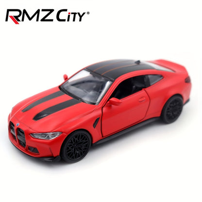 RMZ City 1:36 o'lchamdagi alyuminiy BMW M4 CSL sport avtomobili modeli - tortish harakati, qo'lda boshqarish, qizil va qora variantlar bilan die-cast to'plovchi o'yinchoq - avtomobillarni sevuvchi bolalar uchun mukammal tug'ilgan kun sovg'asi