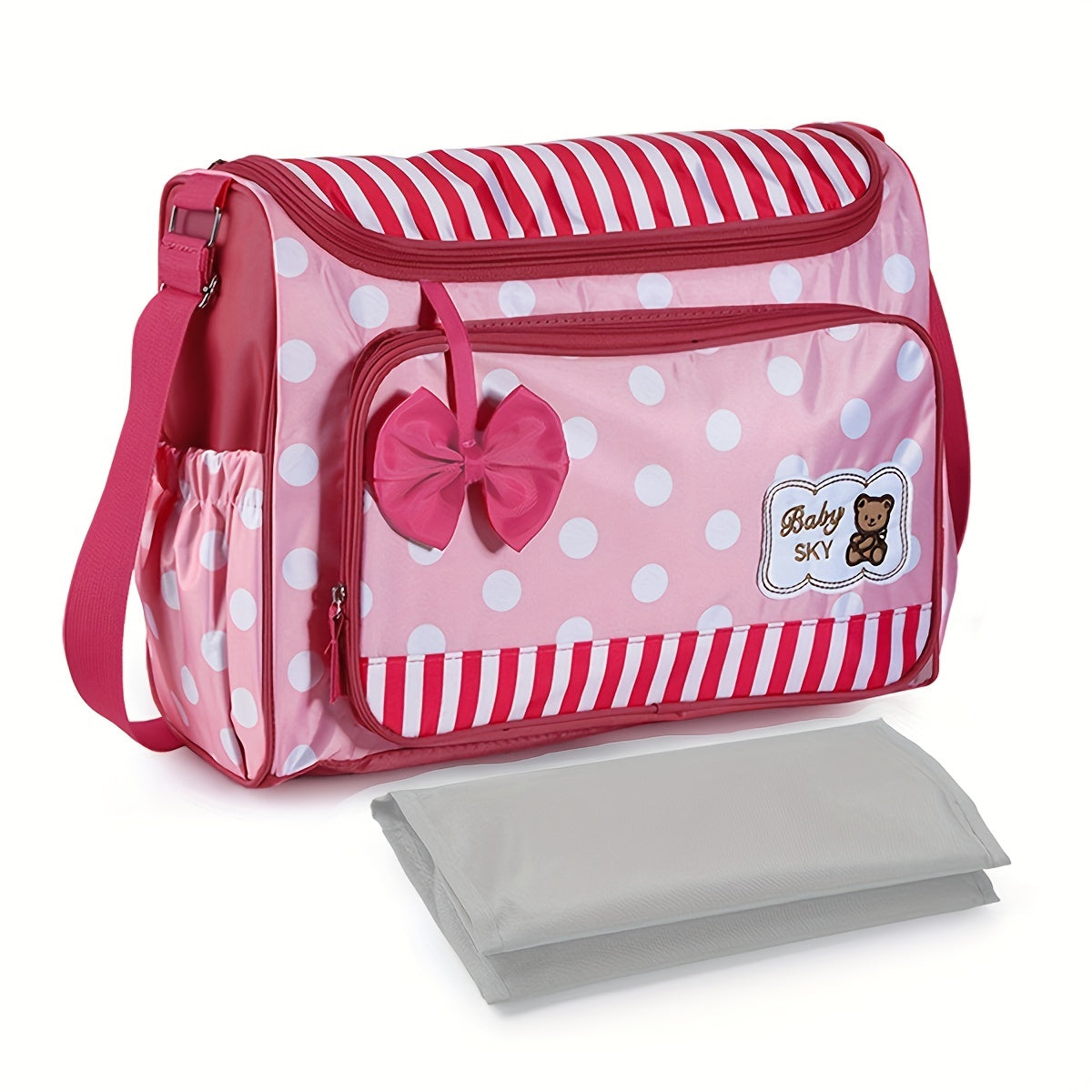 Large Capacity Single Shoulder Parent Bag Diaper Bag with Fashionable Polka Dot Print